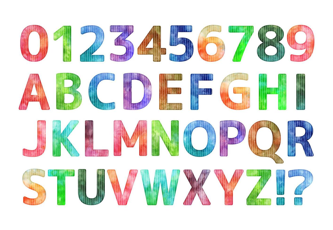 aquarelle vecteur coloré Nombres et alphabets