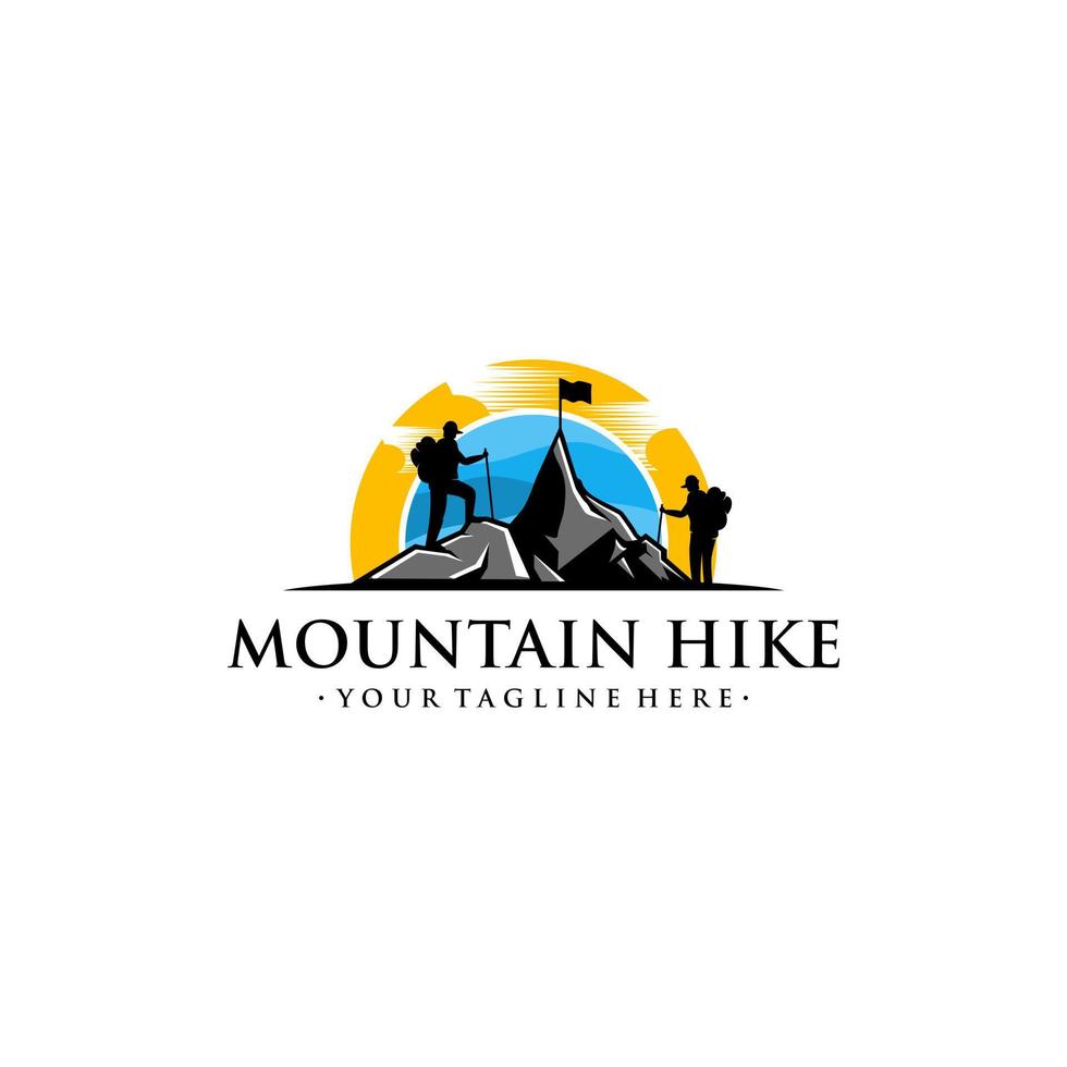 modèle vectoriel de logo de randonnée en montagne