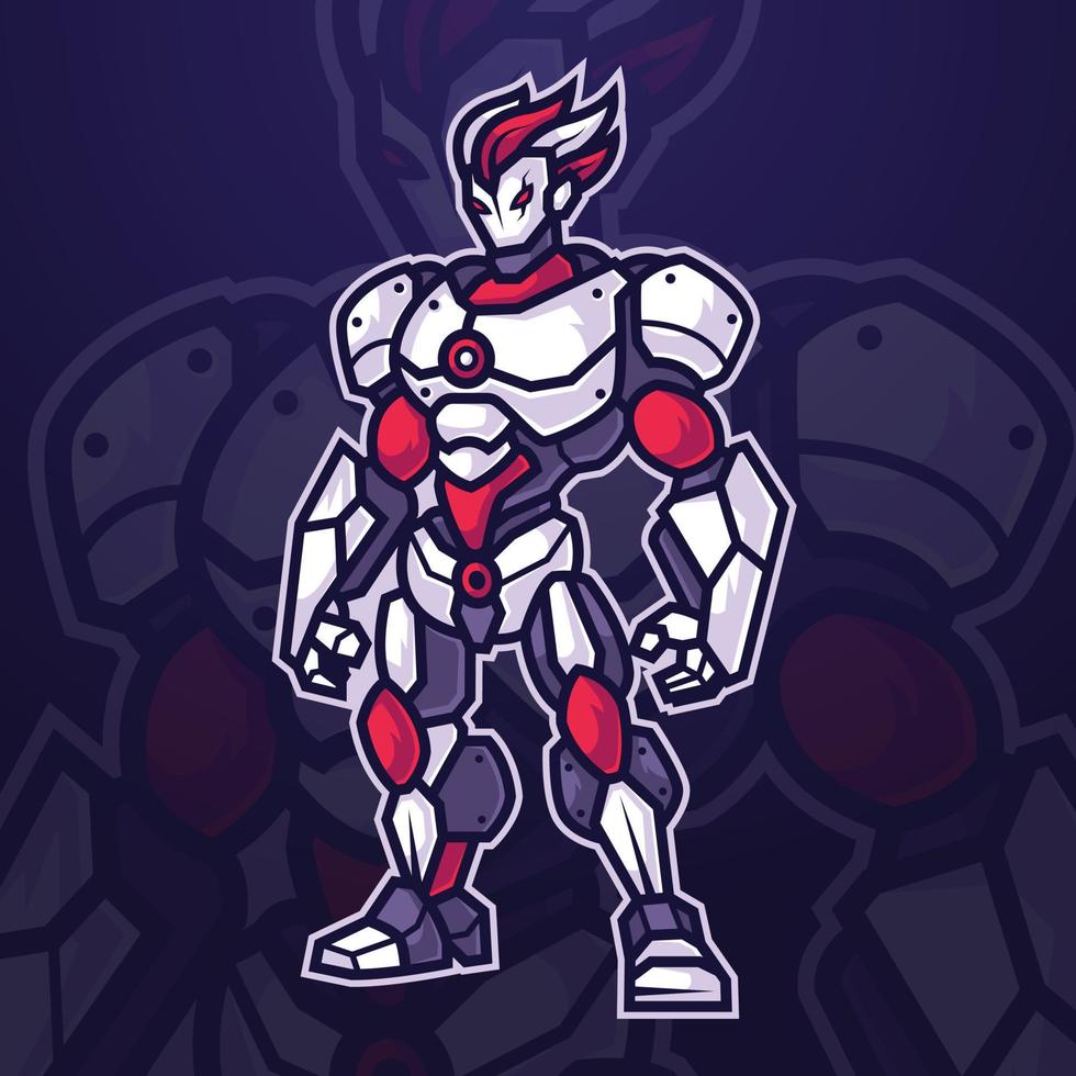 futuriste cyborg robot mascotte personnage logo pour e-sports tournoi ou jeu équipe vecteur