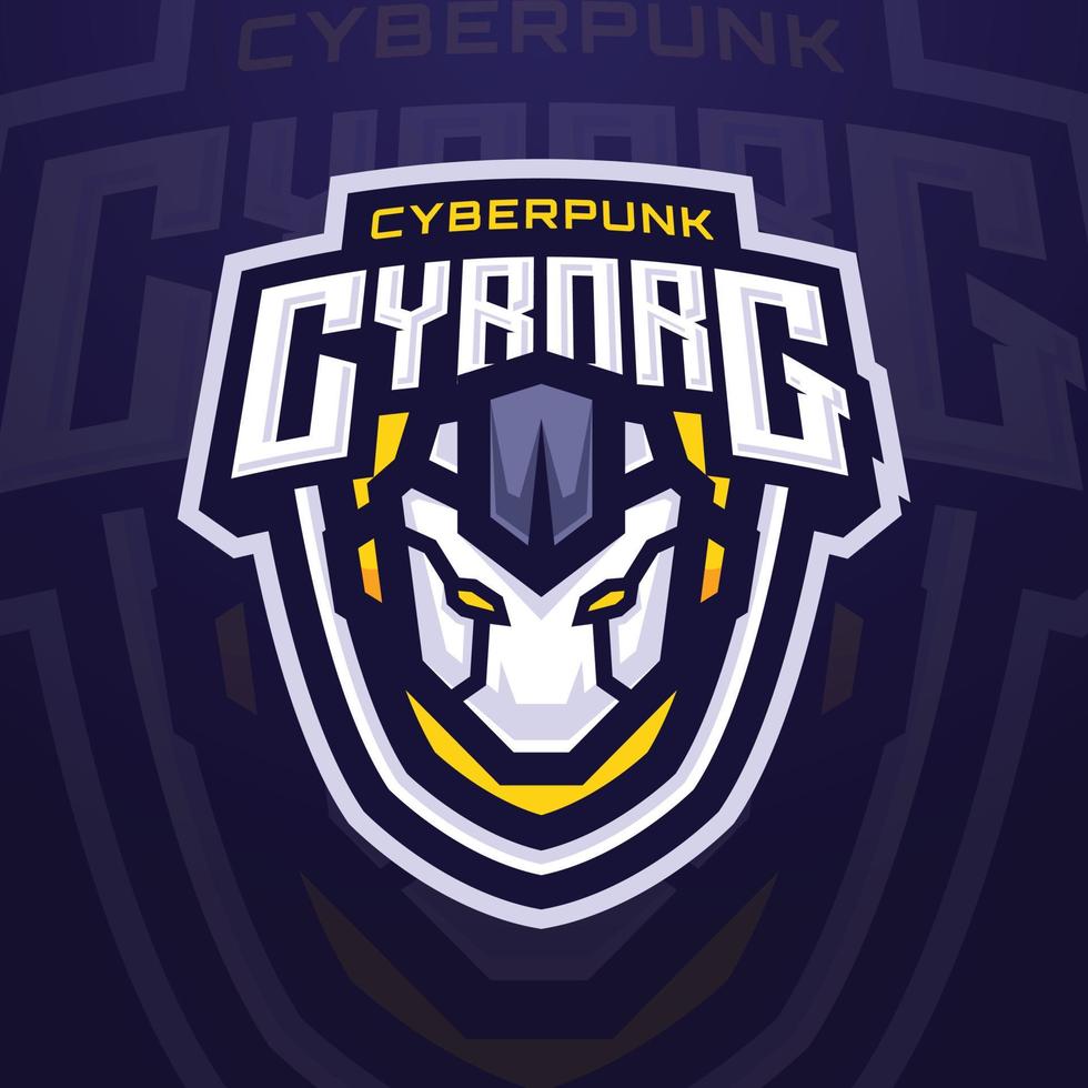 futuriste cyborg robot mascotte personnage logo pour e-sports tournoi ou jeu équipe vecteur