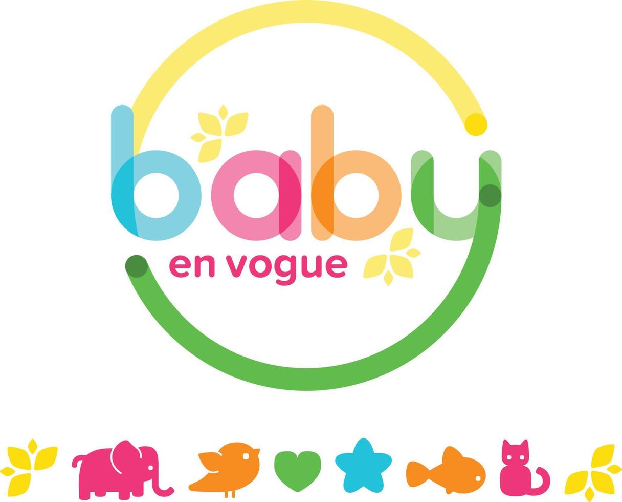 mot-symbole logo dans une cercle pour une bébé Vêtements boutique dans beaucoup couleurs et Icônes vecteur