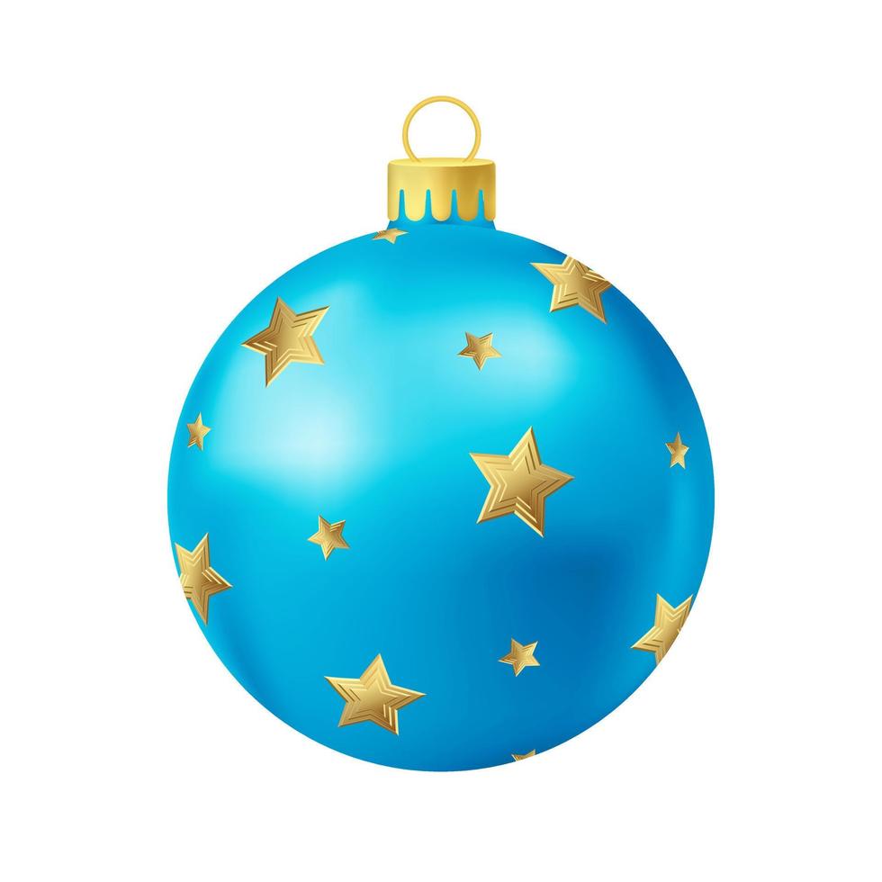 Boule de sapin de Noël bleu avec étoile dorée vecteur