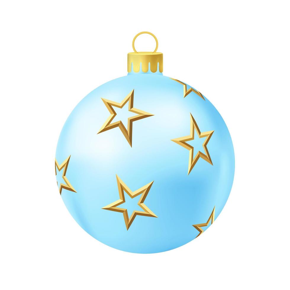 Boule de sapin de Noël bleu avec étoile dorée vecteur