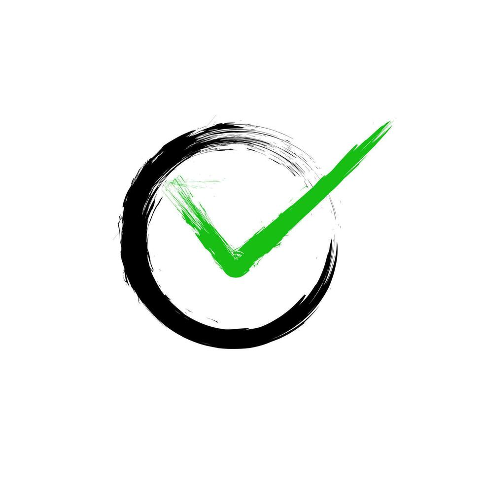 vert vérifier marque icône dans une Zen cercle. cocher symbole dans vert couleur, vecteur illustration.