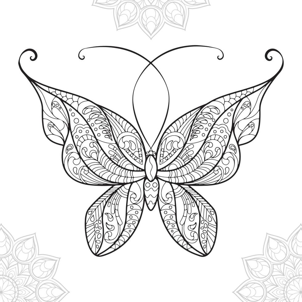 collection de monochrome ethnique mandala conception dans le forme de papillons. anti stress coloration page pour adultes vecteur