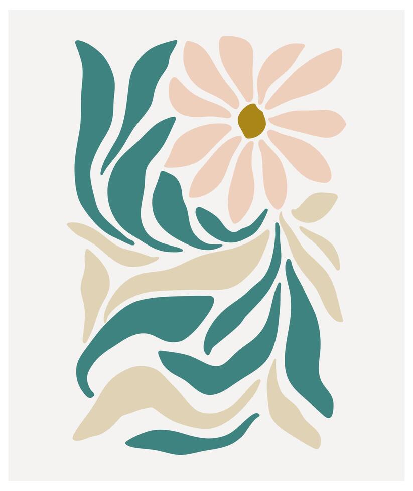 fleur marché imprimer. abstrait floral vecteur illustration. fleur marché affiche concept modèle parfait pour cartes postales, mur art, bannière etc. rétro années 70, années 80, Années 90 botanique conception.