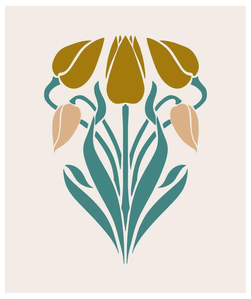 fleur marché imprimer. abstrait floral vecteur illustration. fleur marché affiche concept modèle parfait pour cartes postales, mur art, bannière etc. rétro années 70, années 80, Années 90 botanique conception.