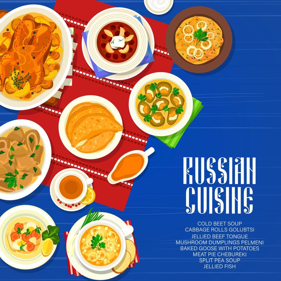 russe cuisine nourriture menu page couverture conception vecteur