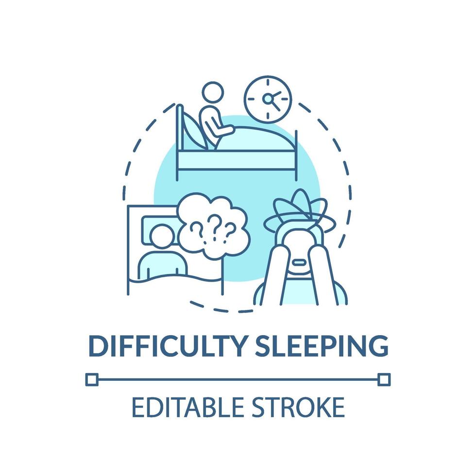 icône de concept de difficulté à dormir vecteur