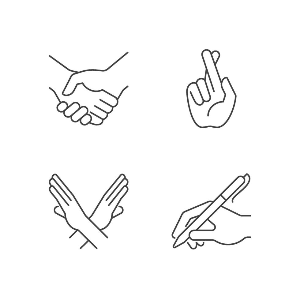ensemble d & # 39; icônes linéaires de gestes de la main vecteur