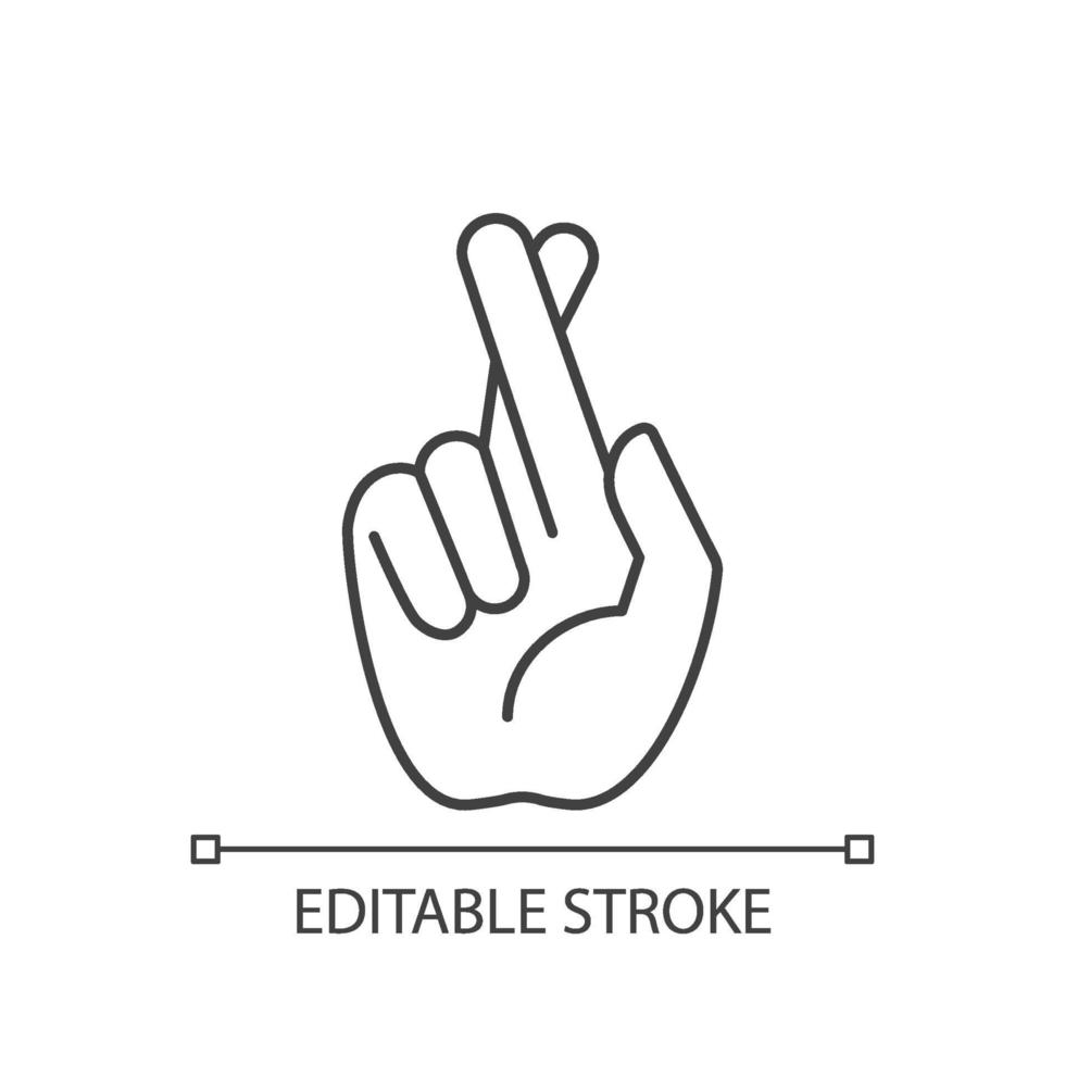 icône linéaire de doigts croisés vecteur