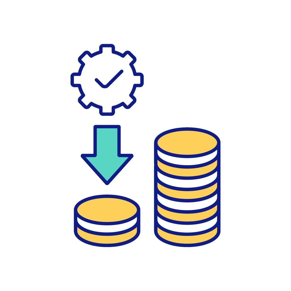 Qualité de l'attention avec l'icône de couleur de l'argent et des ressources vecteur