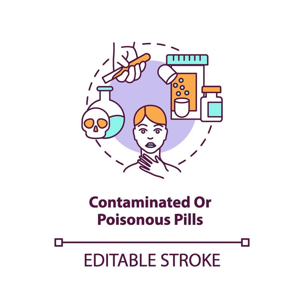 icône de concept de pilules contaminées ou toxiques vecteur