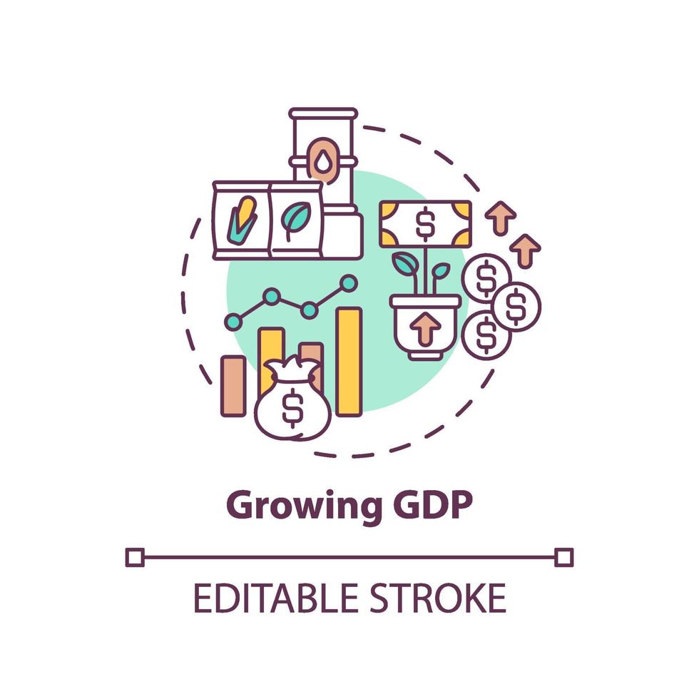 icône de concept de plus en plus gdp vecteur