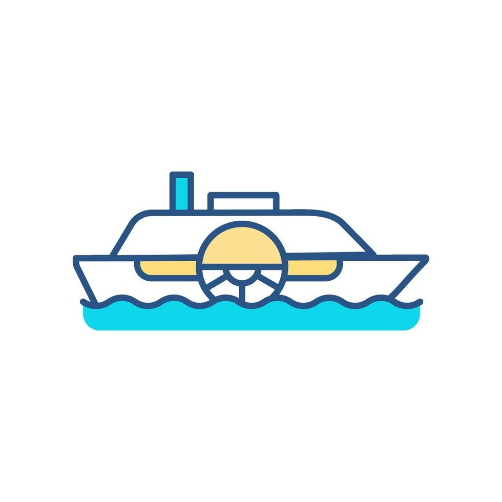 icône de couleur de bateau de croisière vecteur