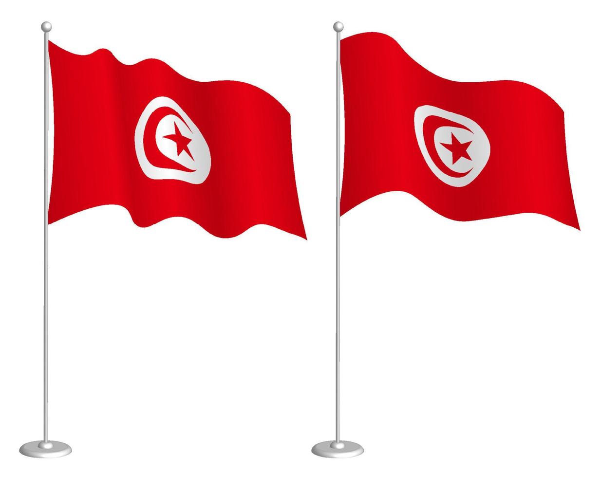 république de Tunisie drapeau sur mât agitant dans vent. vacances conception élément. point de contrôle pour carte symboles. isolé vecteur sur blanc Contexte