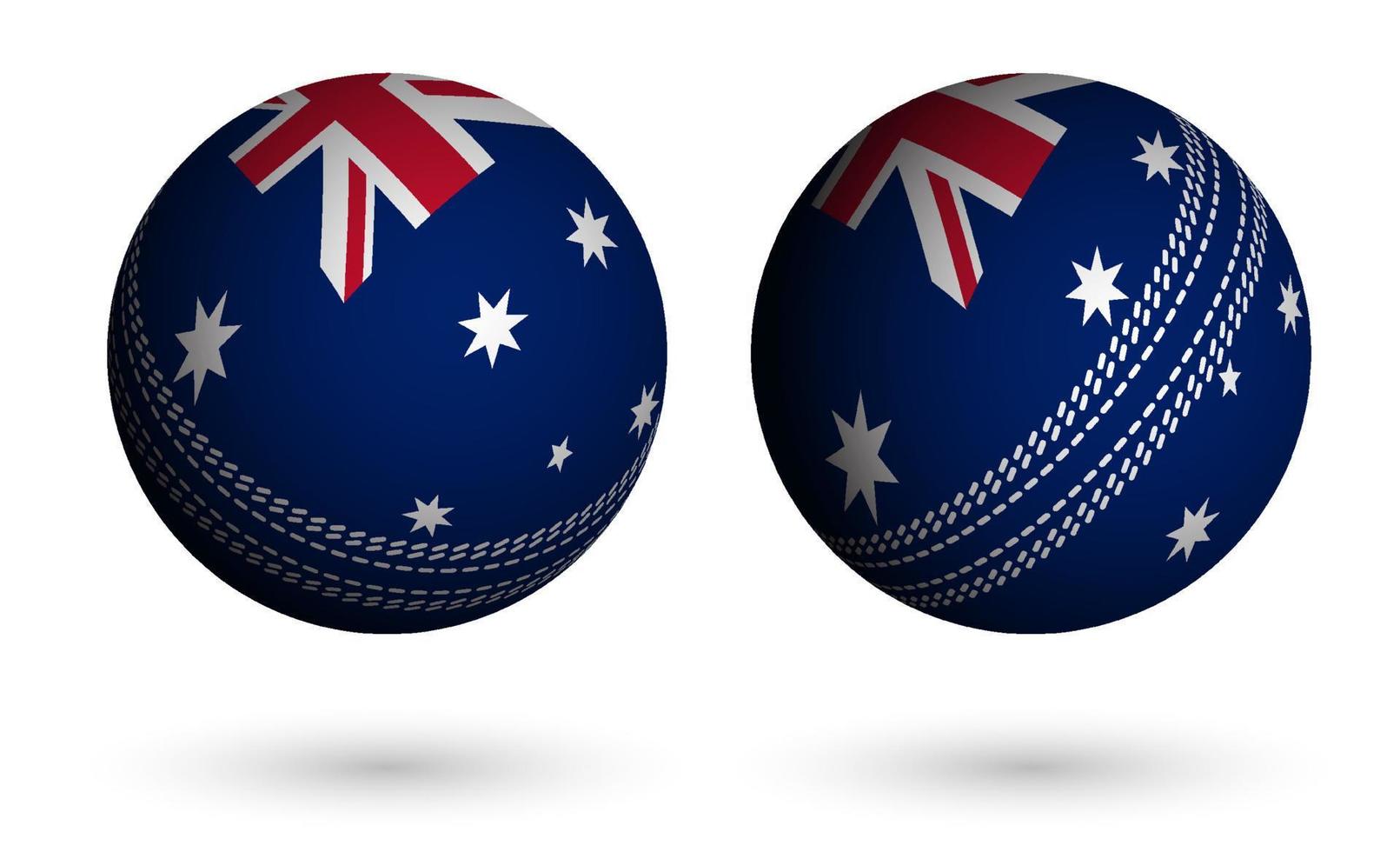 criquet Balle dans réaliste style dans couleurs de australien drapeau. été équipe des sports. 3d vecteur sur blanc Contexte