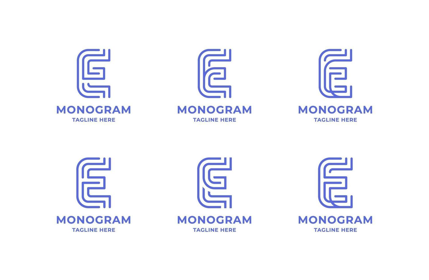 ensemble de logo lettre e art ligne simple et minimaliste vecteur