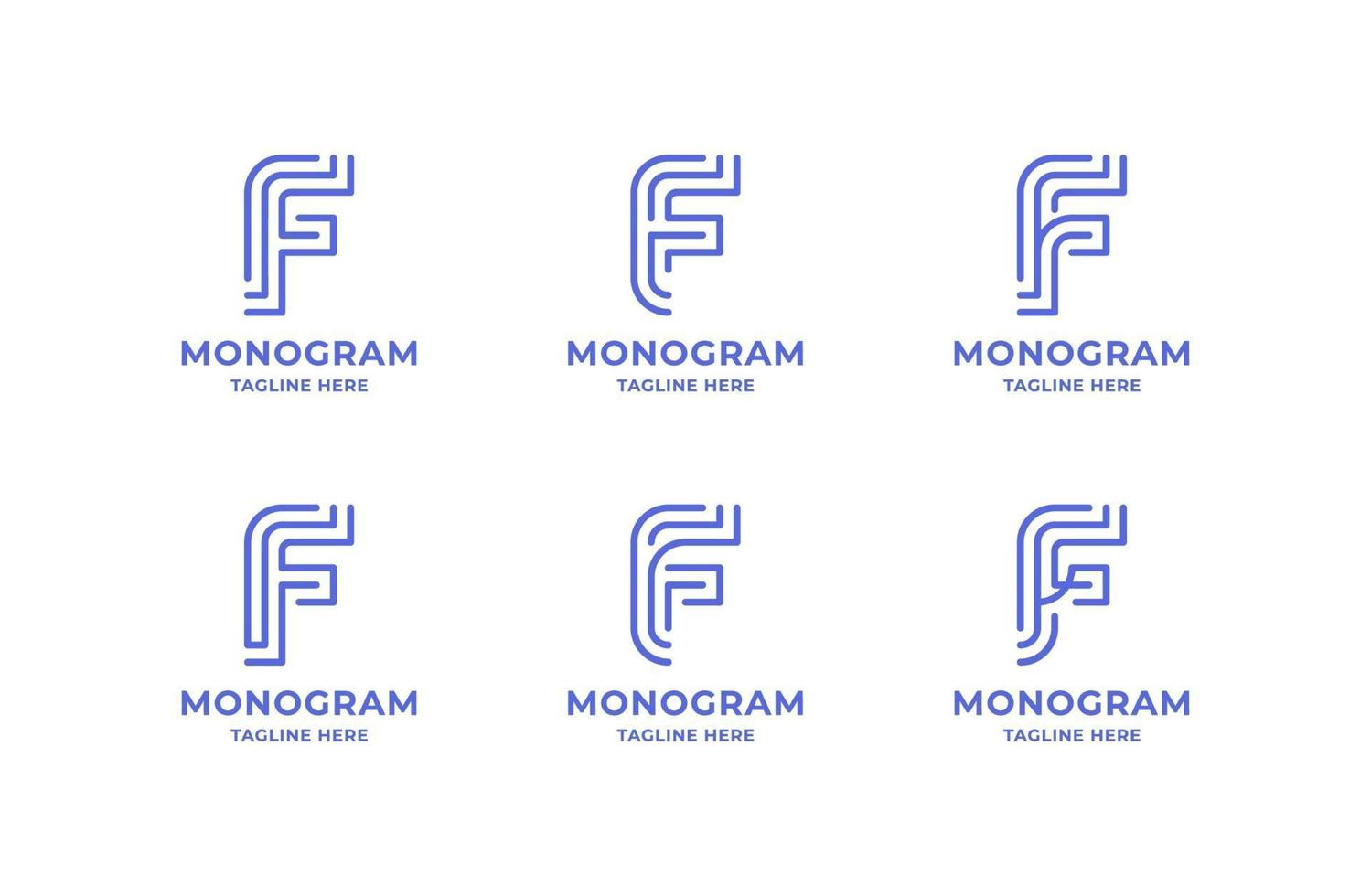 ensemble de logo lettre f art ligne simple et minimaliste vecteur