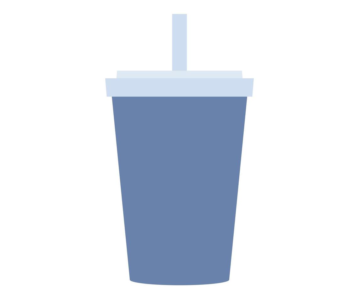 papier tasse icône. bleu tasse avec paille pour un soda ou du froid boisson. boisson signe. vite nourriture concept. vecteur plat illustration