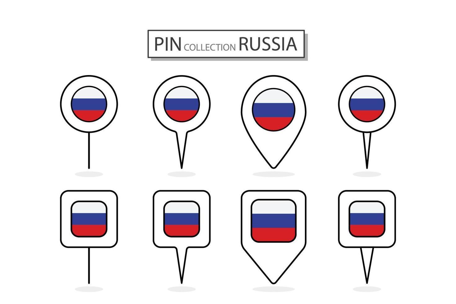 ensemble de plat épingle Russie drapeau icône dans diverse formes plat épingle icône illustration conception. vecteur