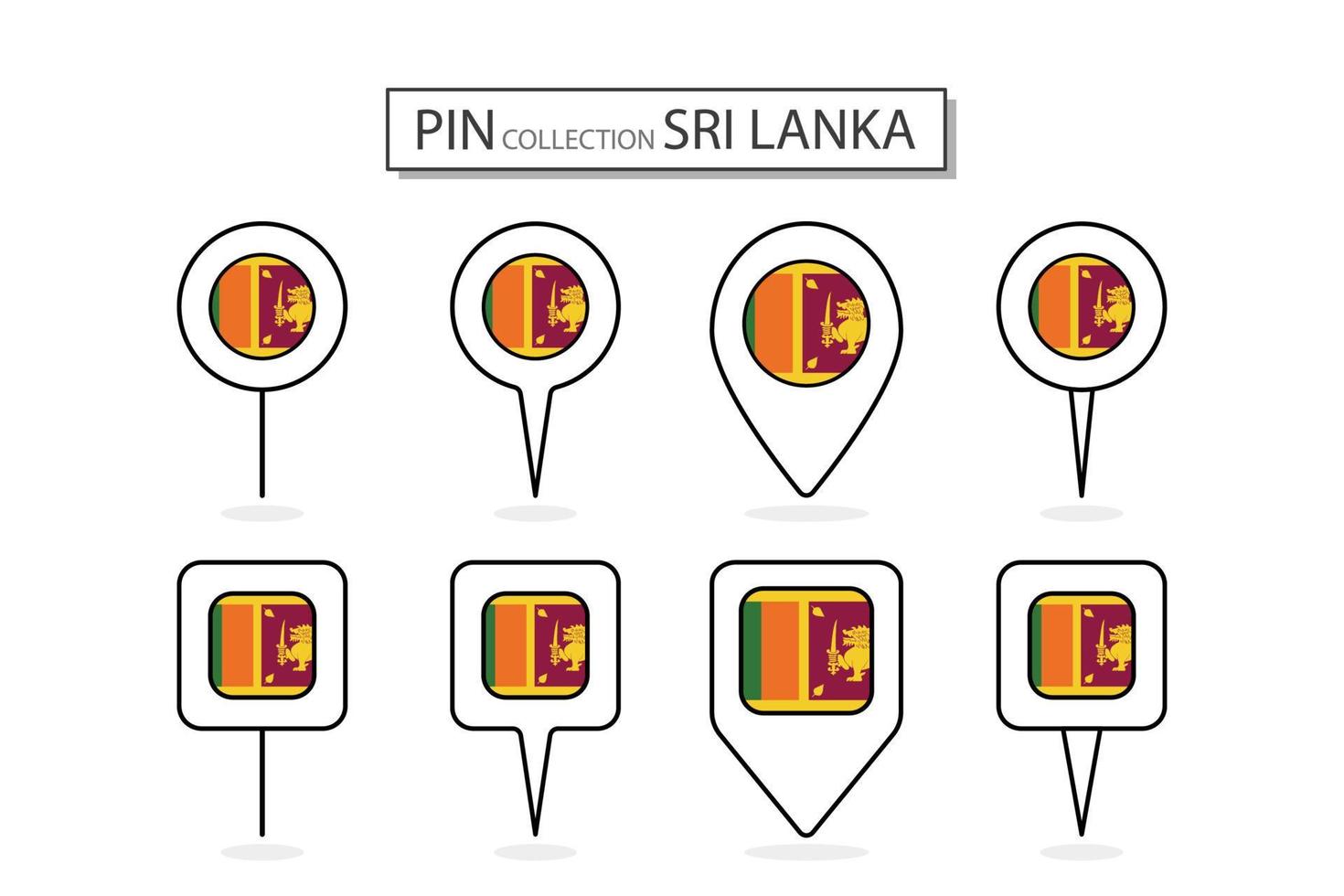 ensemble de plat épingle sri lanka drapeau icône dans diverse formes plat épingle icône illustration conception. vecteur