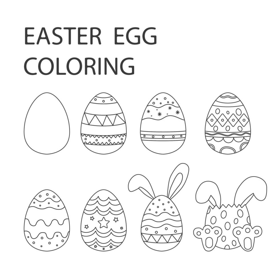 ensemble de Pâques des œufs coloration. vecteur