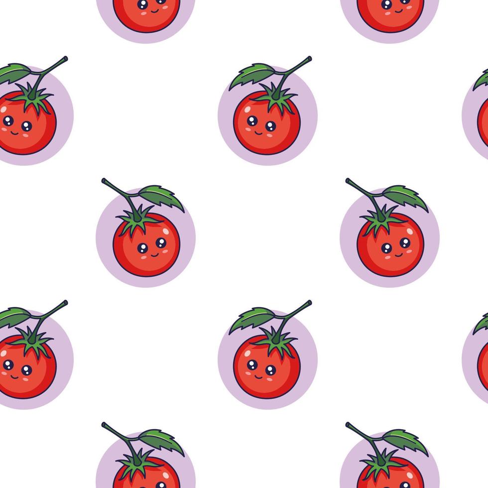mignonne kawaii rouge tomate sans couture modèle dans griffonnage style. vecteur main tiré dessin animé tomate illustration. main tiré esquisser de tomate. modèle pour des gamins vêtements.