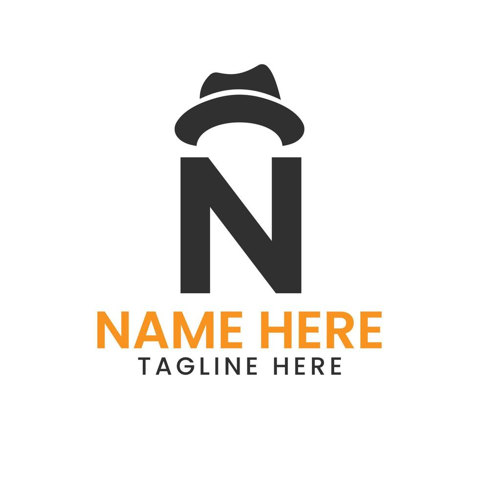 lettre n messieurs chapeau logo conception concept avec cow-boy chapeau icône modèle vecteur