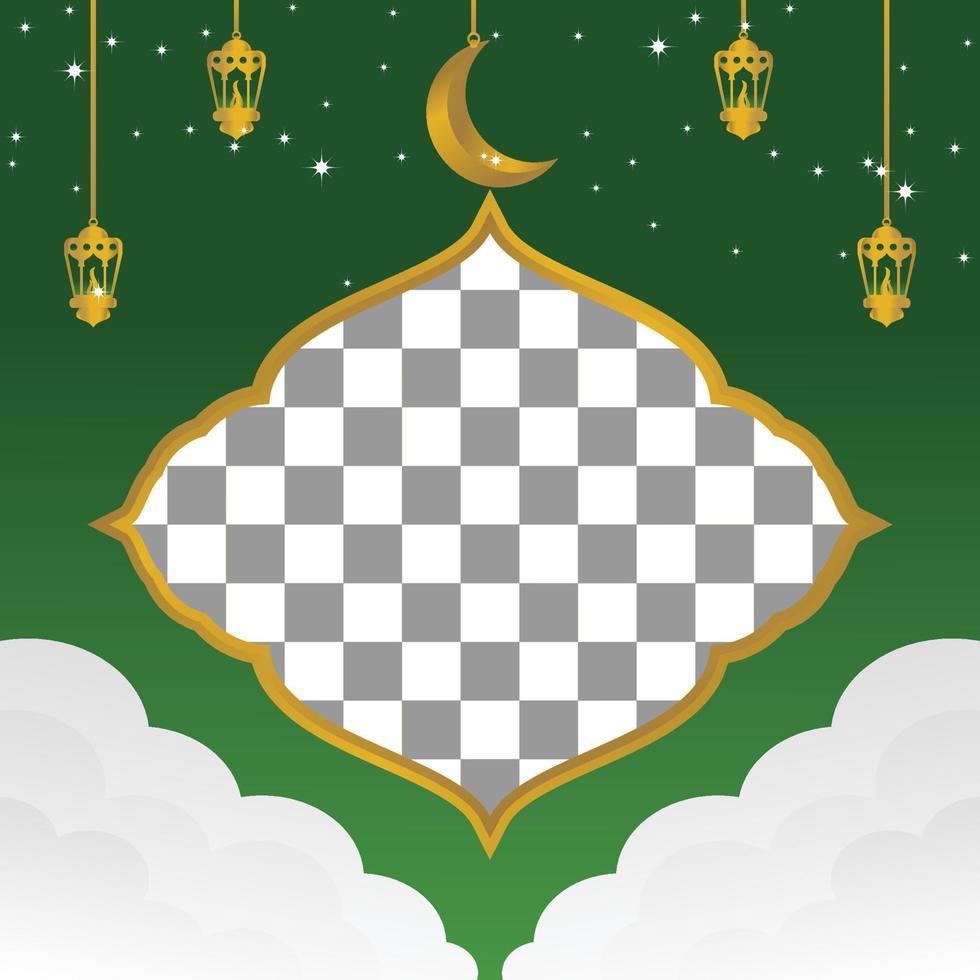 modifiable Ramadan vente affiche modèle. avec papier découpé ornements, lune et lanternes. conception pour social médias et la toile. vecteur illustration