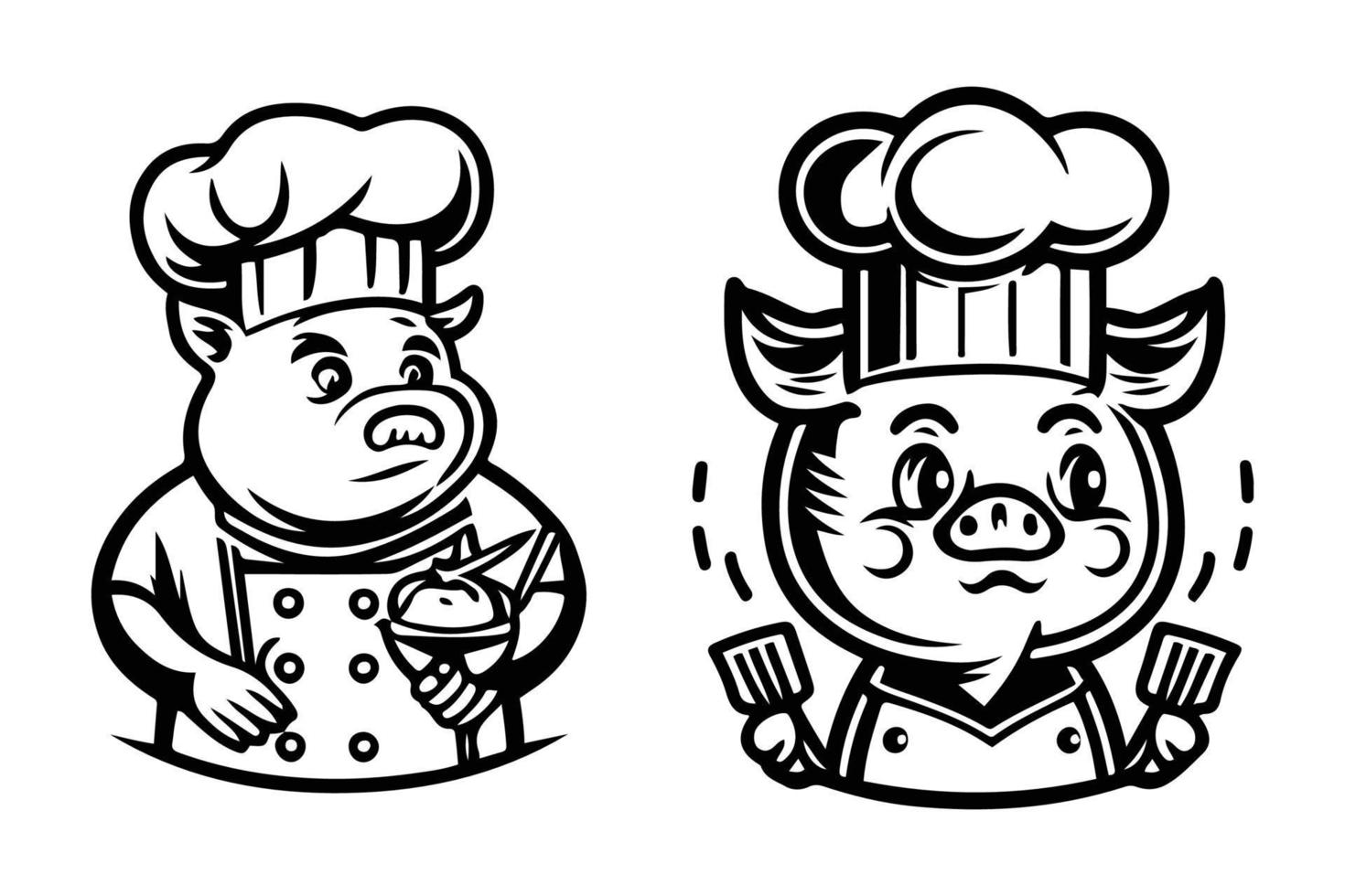 chef porc logo, icône vecteur clipart. porc chef vecteur logo illustration.