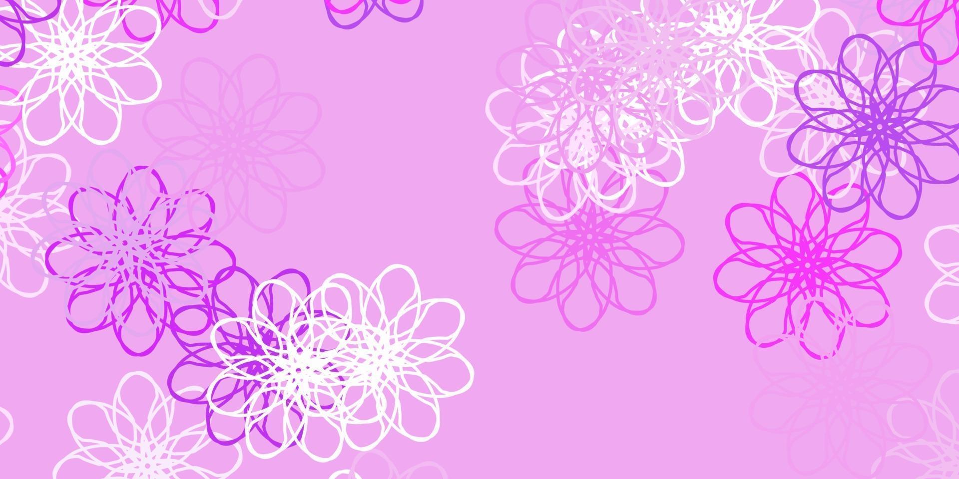 motif de doodle vecteur violet clair avec des fleurs.