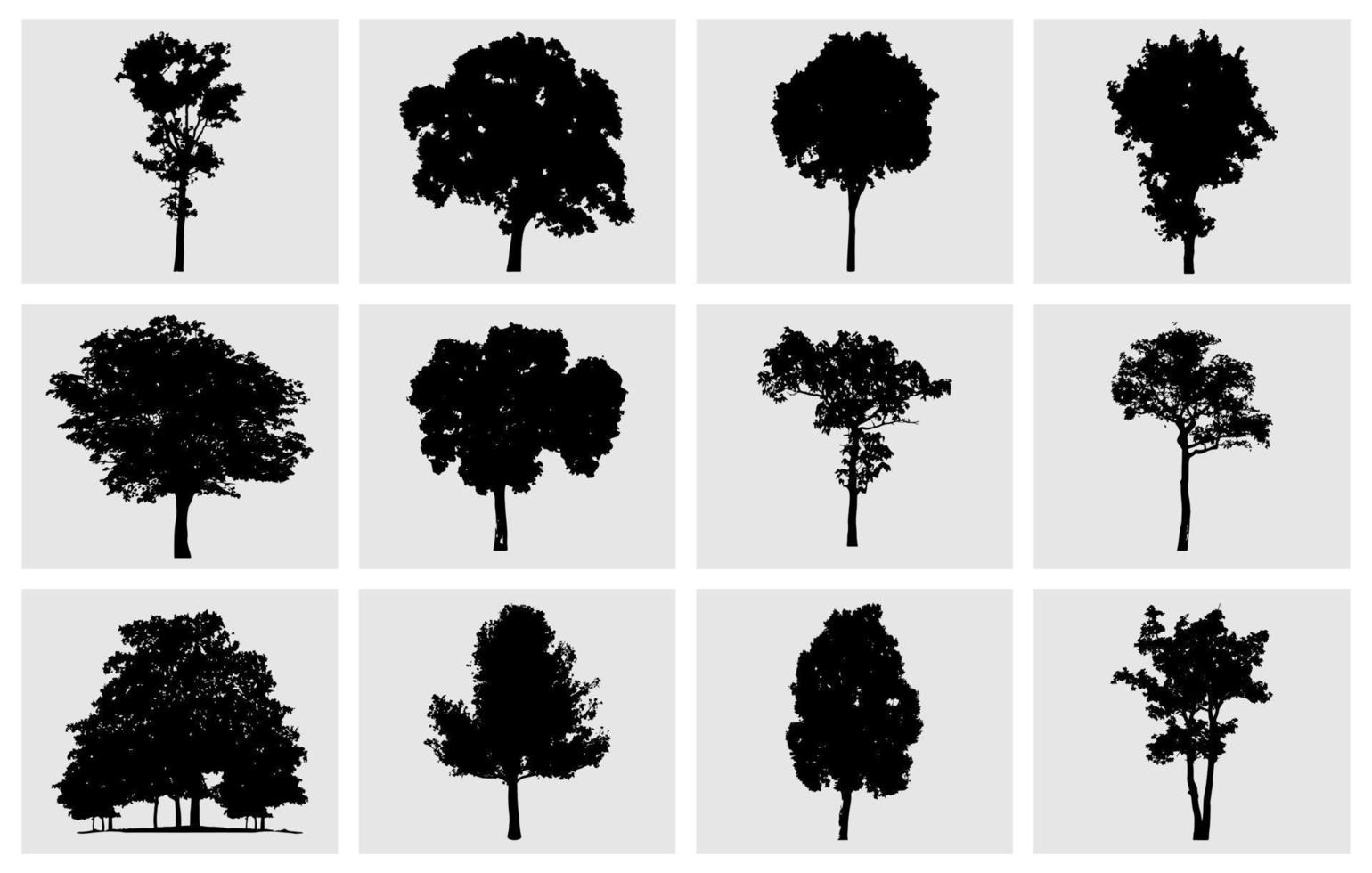 arbre silhouette ensemble, forêt des arbres empaqueter, les plantes silhouette, arbre vecteur