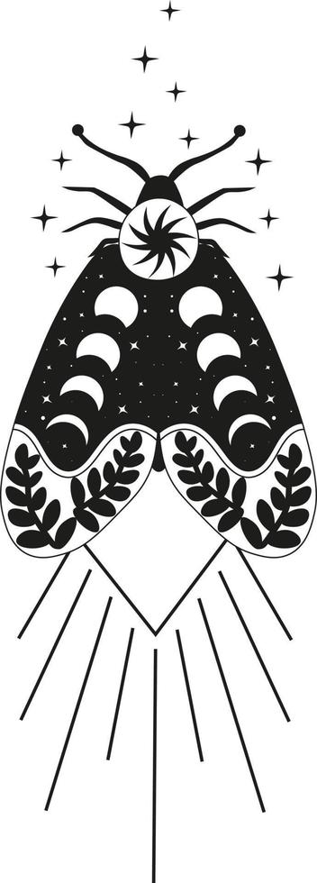 composition tarot mystère lune papillon de nuit vecteur illustration