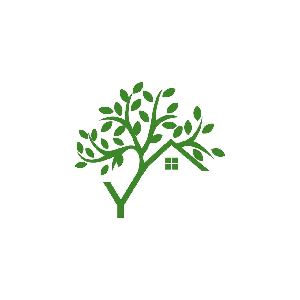 lettre y arbre maison logo icône vecteur Stock