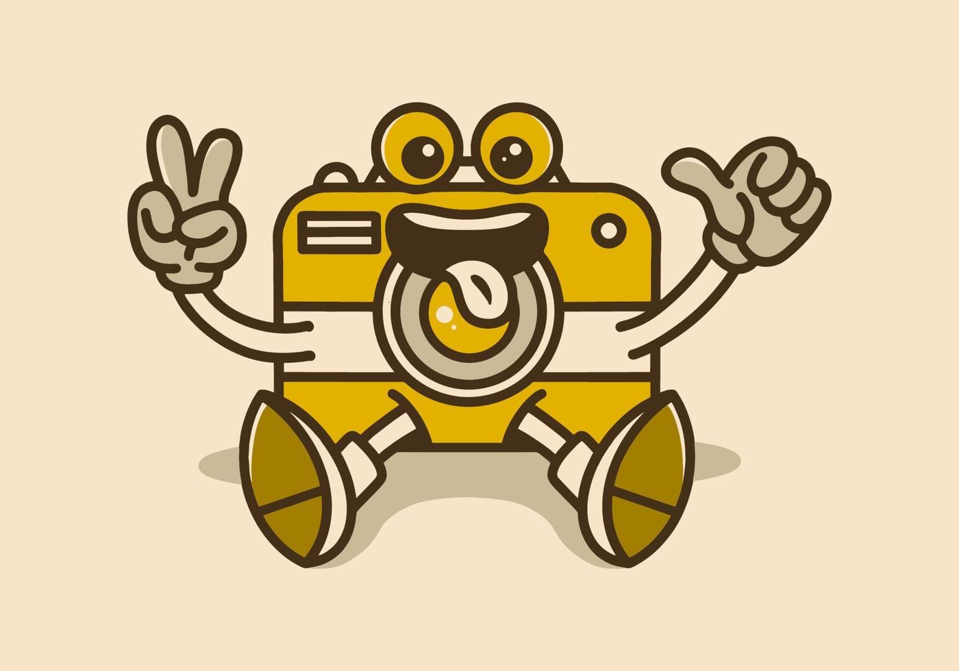 mascotte personnage conception de une asseoir caméra vecteur
