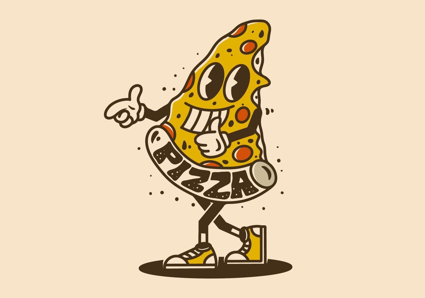 mascotte personnage conception de une Pizza tranche vecteur