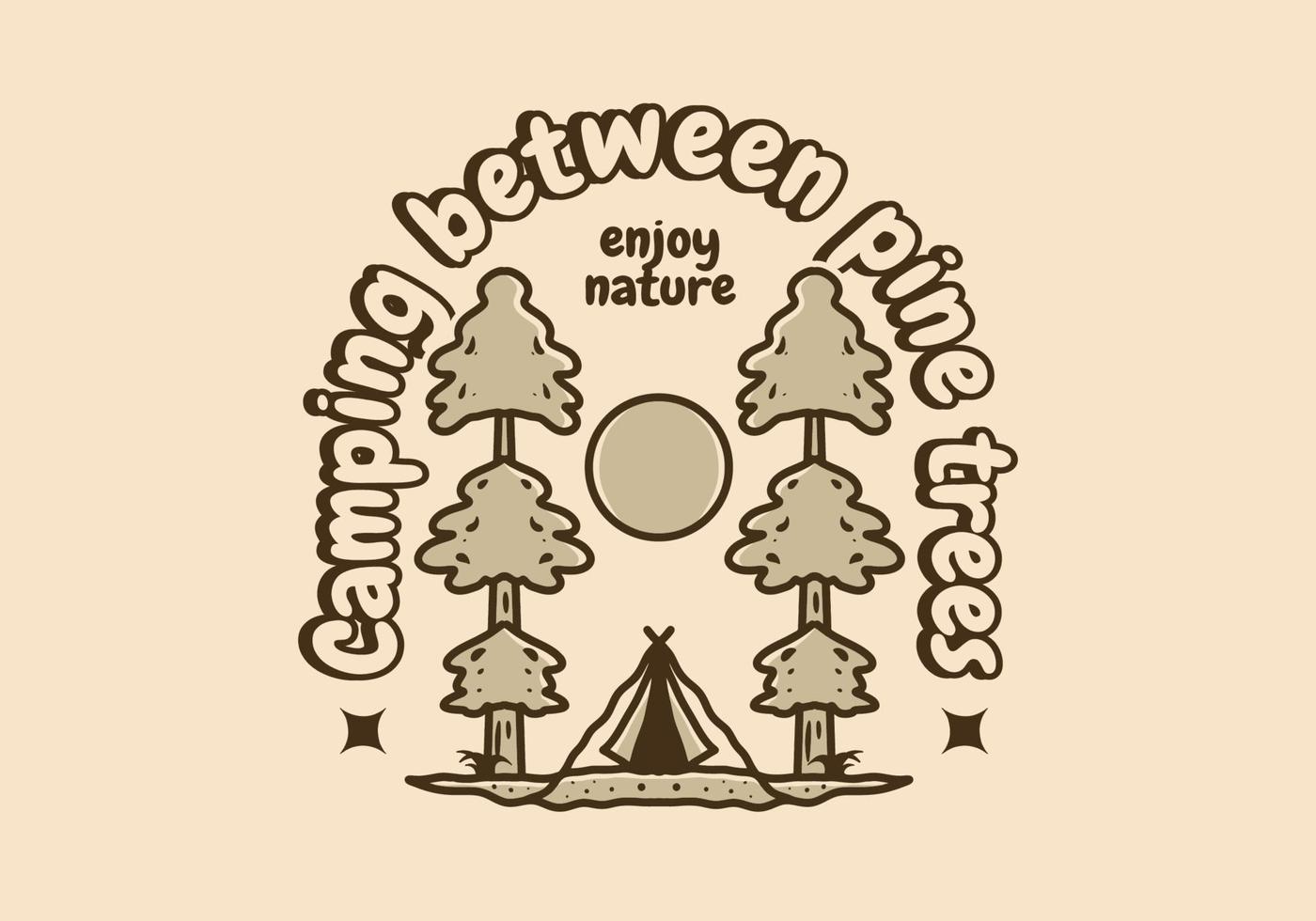 camping tente entre deux pin tress illustration vecteur