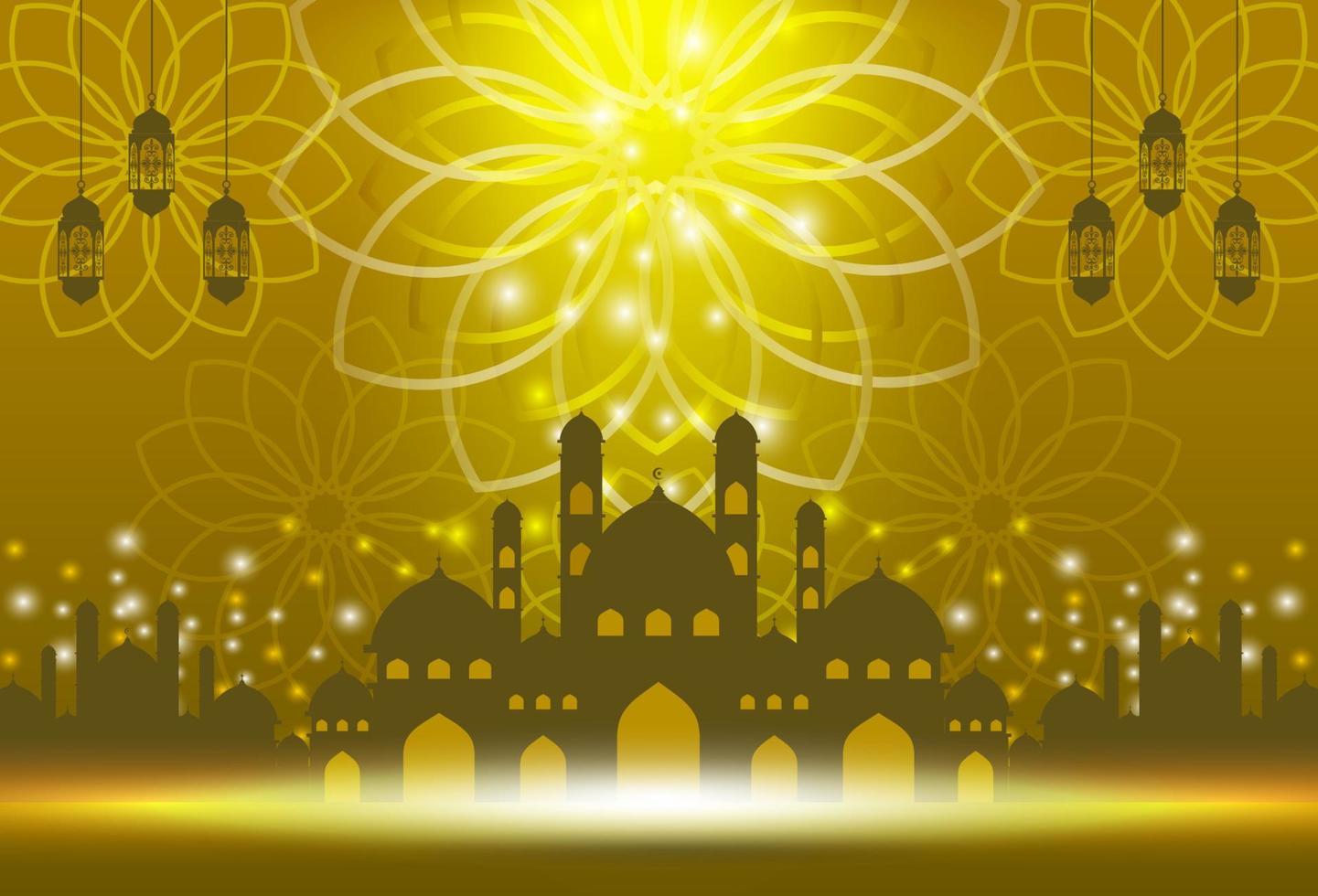 islamique vacances fête bannière conçu avec croissant lune et illustration de mosquée. Contexte adapté pour Ramadan vecteur