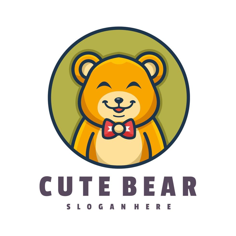 mignonne ours dessin animé logo modèle vecteur