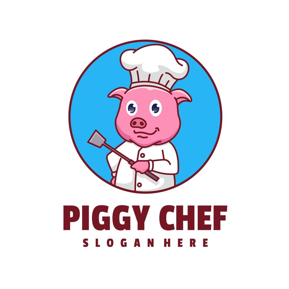 mignonne chef porc logo modèle vecteur