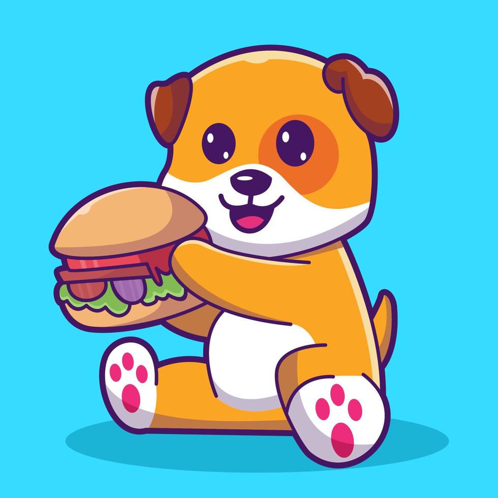 chien en portant Burger illustration vecteur