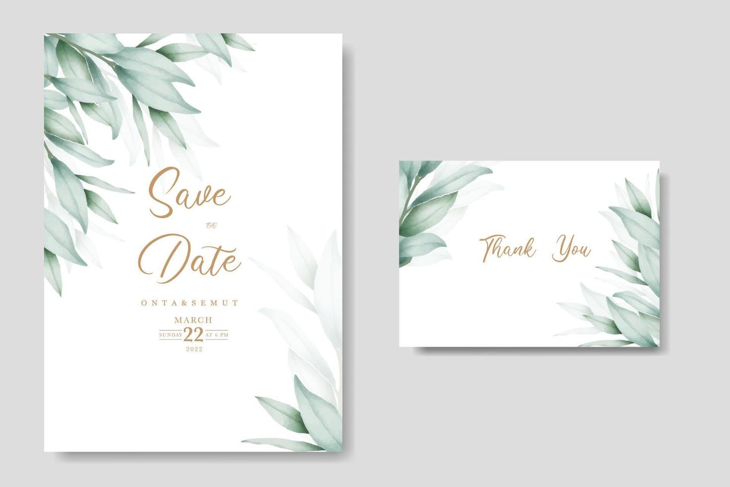 aquarelle eucalyptus mariage invitation carte vecteur