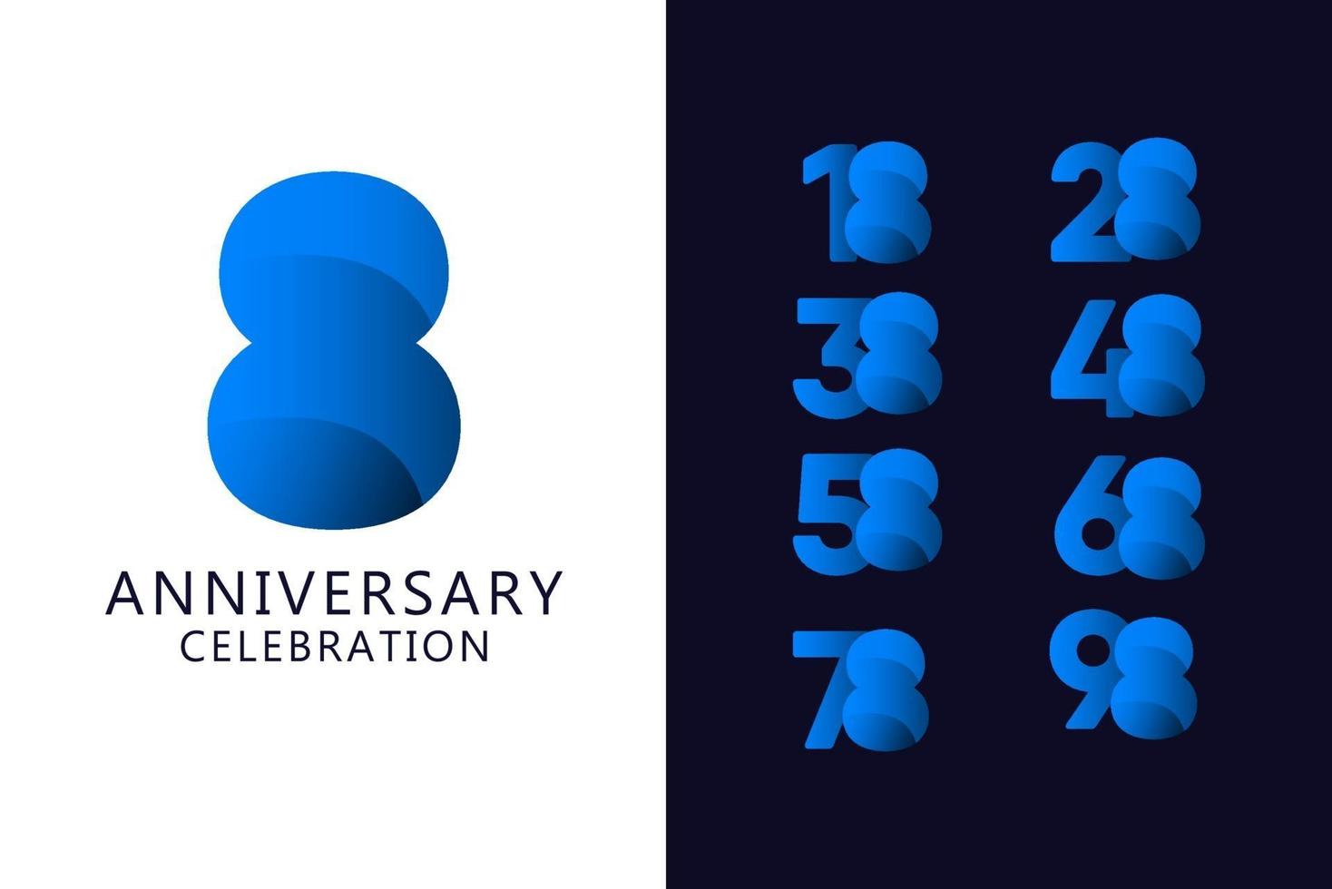 8 ans anniversaire célébration logo bleu vector illustration de conception de modèle