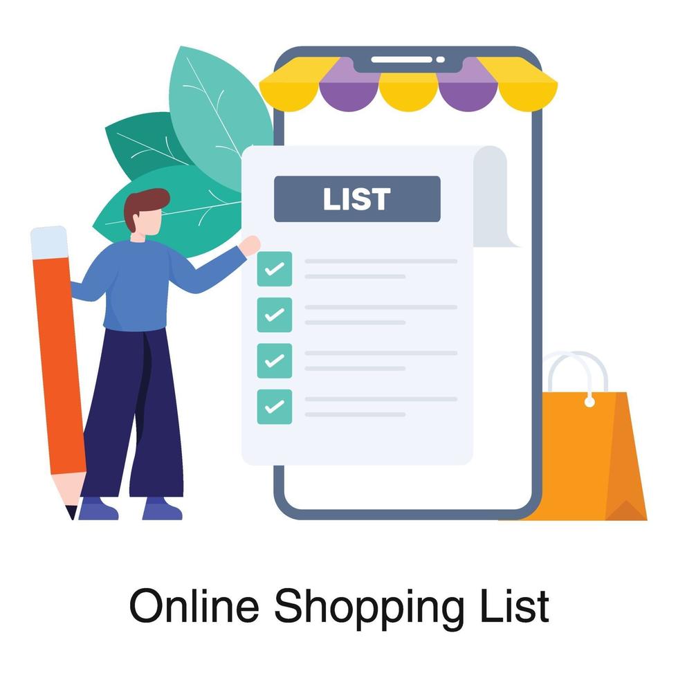 concept de liste de courses en ligne vecteur