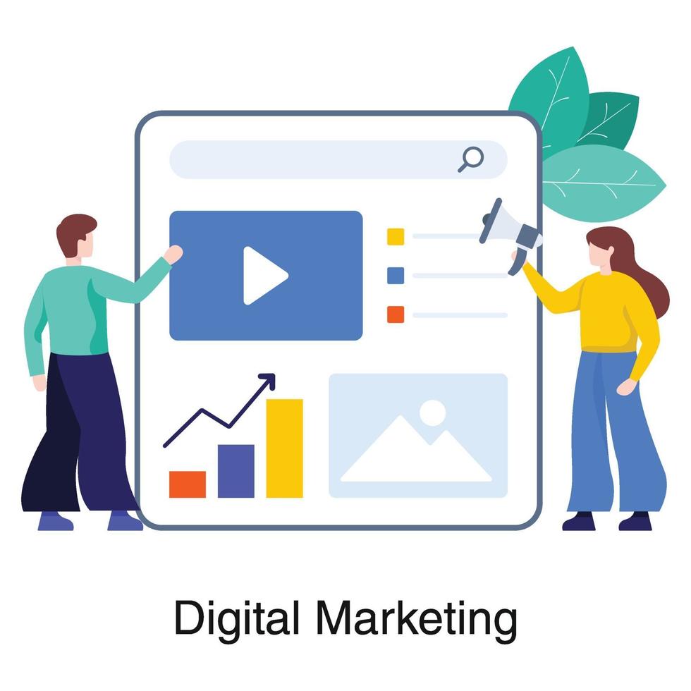 marketing numérique et concept vidéo vecteur