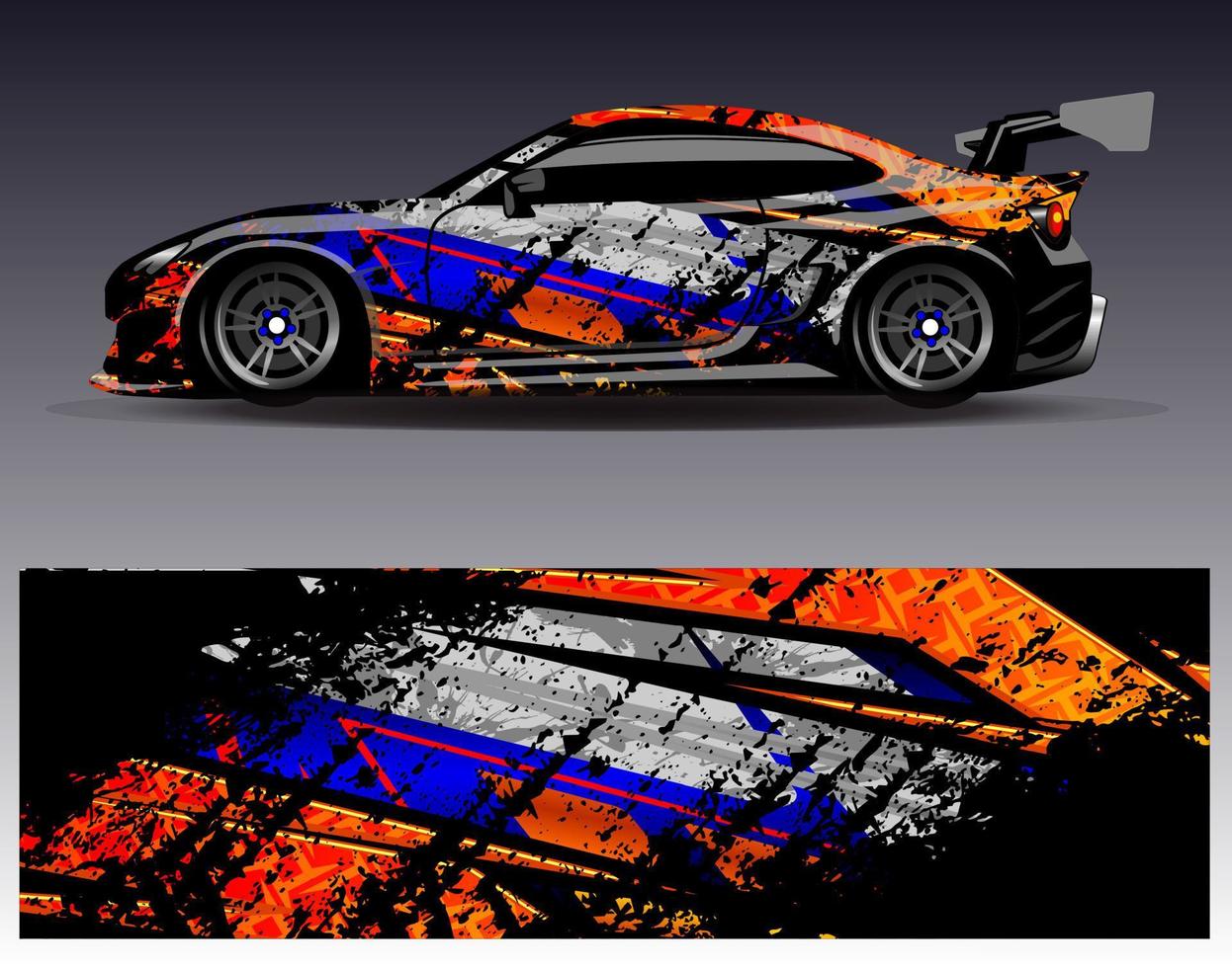 vecteur de conception d'enveloppe de voiture. conceptions de kit de fond de course à rayures abstraites graphiques pour l'aventure et la livrée de rallye de voiture de course de véhicule d'emballage