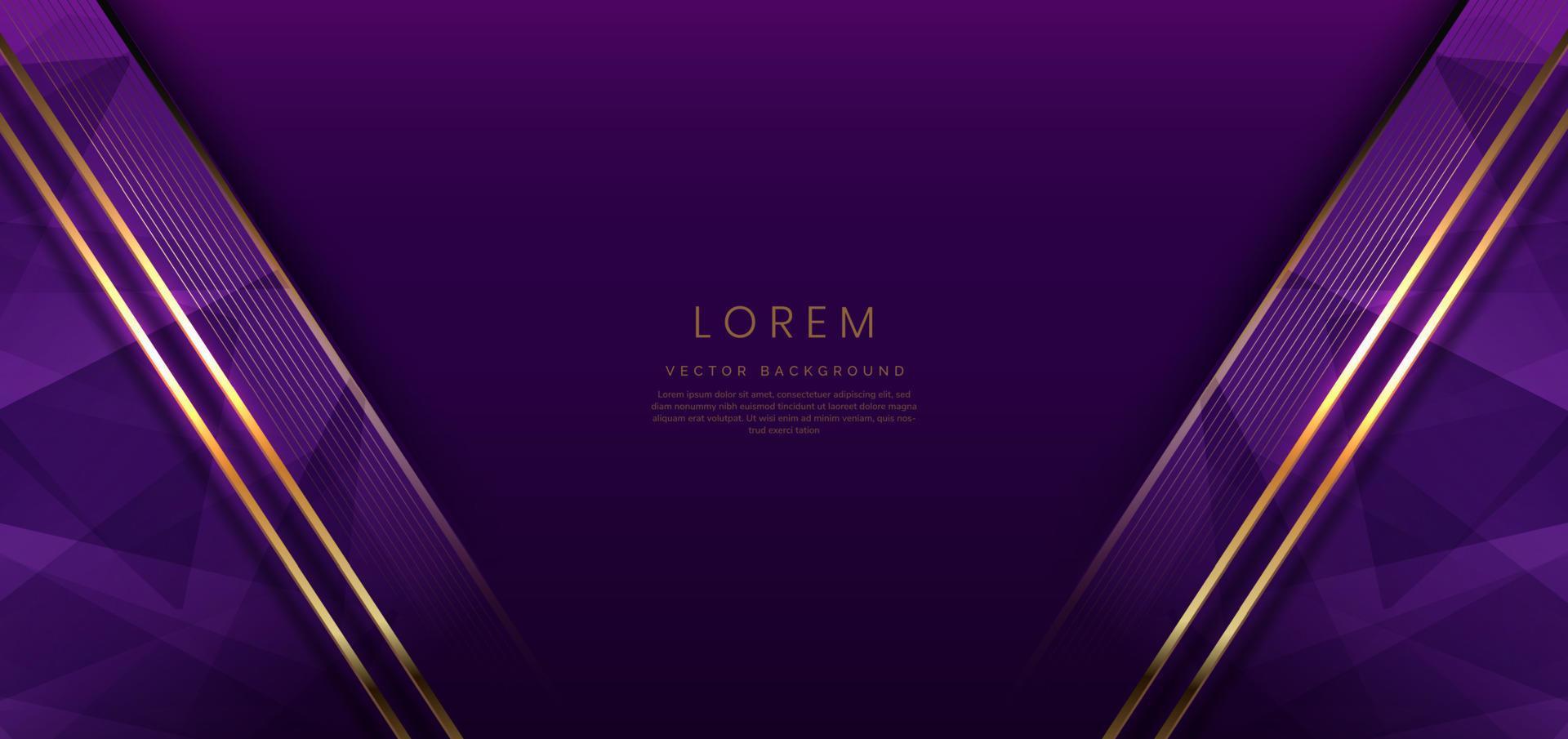 arrière-plan abstrait luxe violet foncé diagonale géométrique élégante avec effet d'éclairage doré et mousseux avec espace de copie pour le texte. vecteur