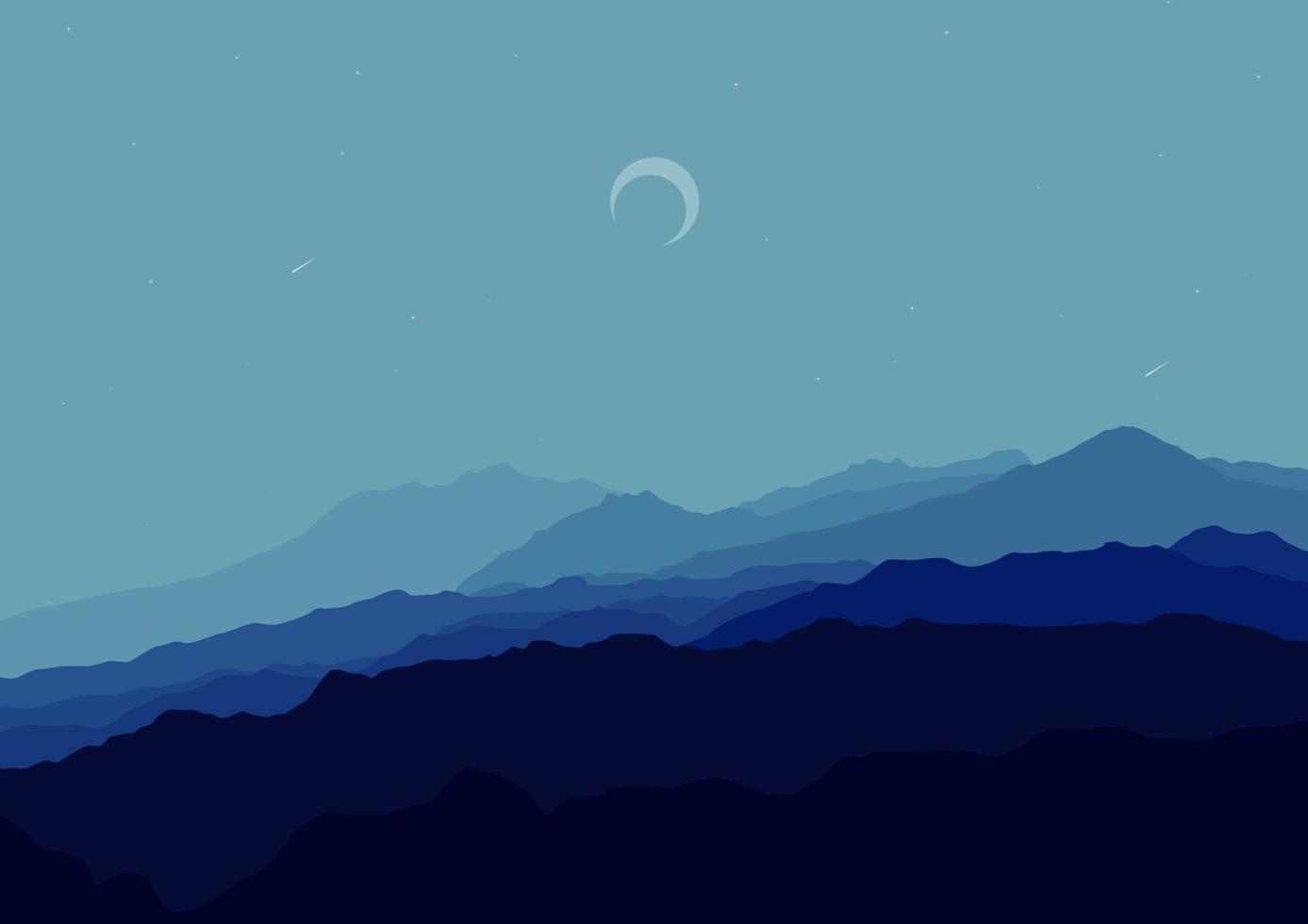 nuit montagnes paysage vecteur conception illustration