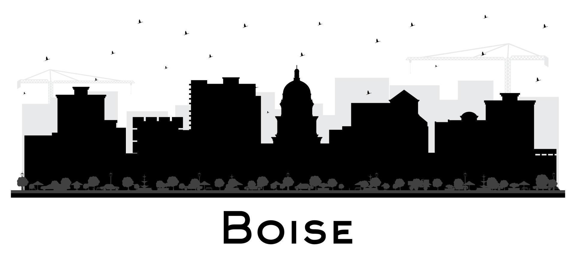 boise Idaho ville horizon silhouette avec noir bâtiments isolé sur blanche. vecteur illustration. boise Etats-Unis paysage urbain avec Repères.